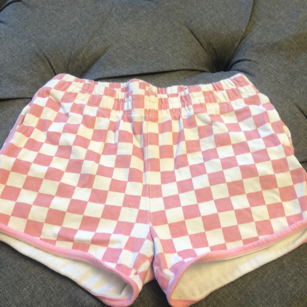 Girls pink and white checkered shorts